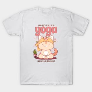 cat doing yoga T-Shirt